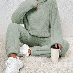 Fleece Hoodie and Jogger Set – Light Green