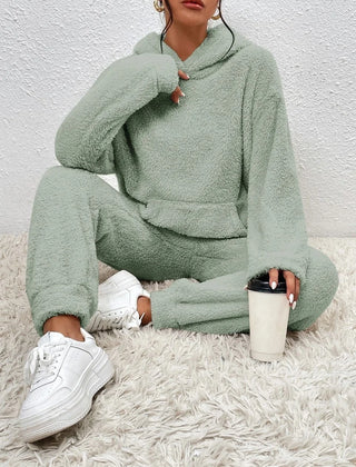 Fleece Hoodie and Jogger Set – Light Green