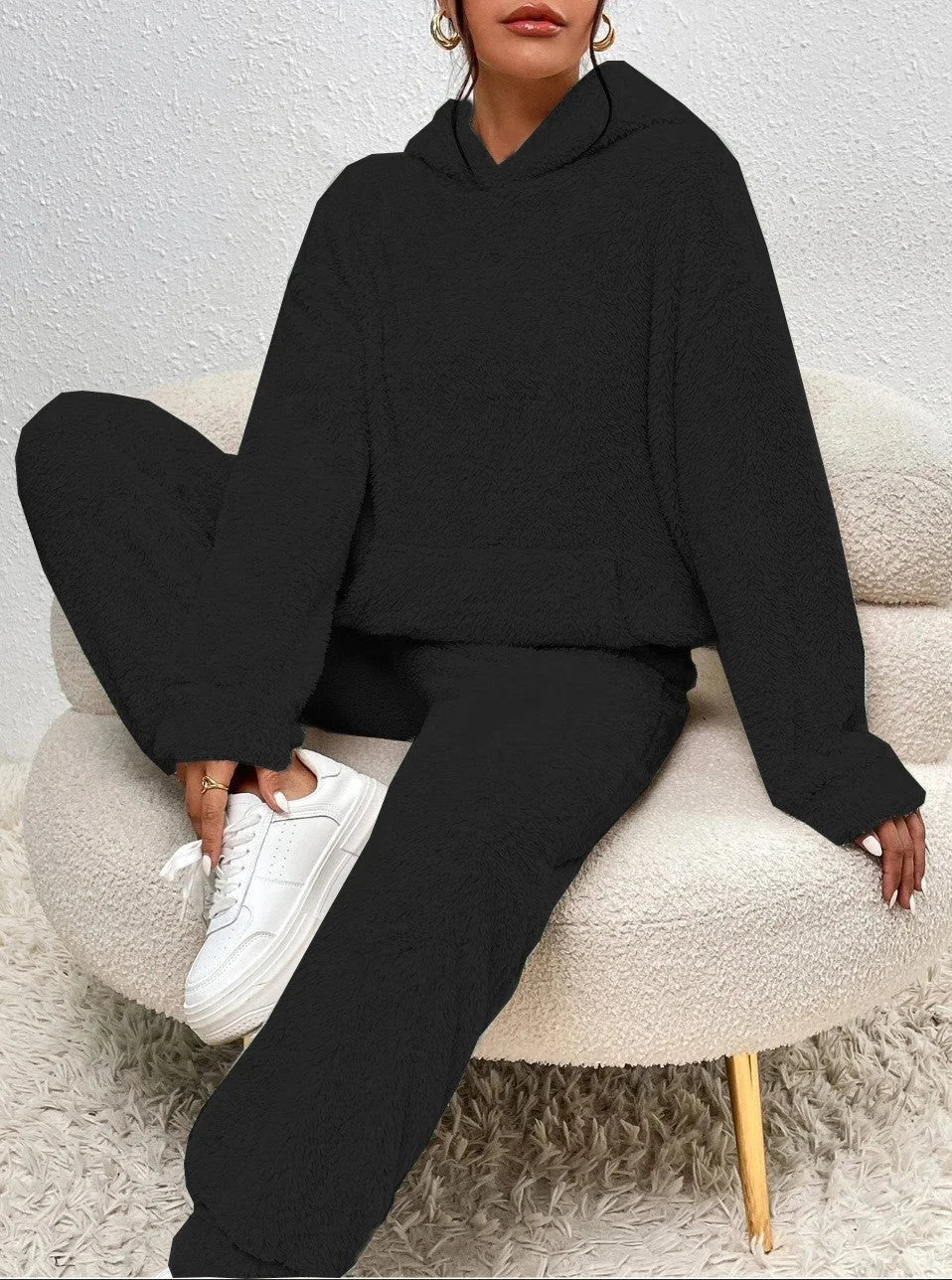 Fleece Hoodie and Jogger Set – Black