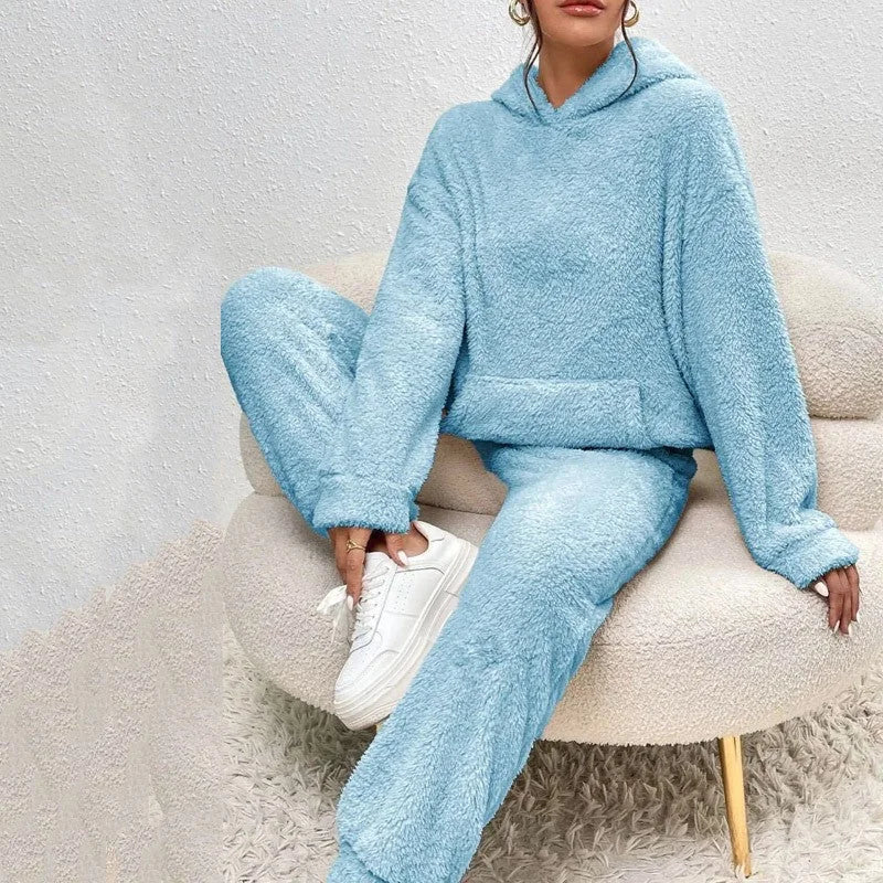 Fleece Hoodie and Jogger Set – Light Blue