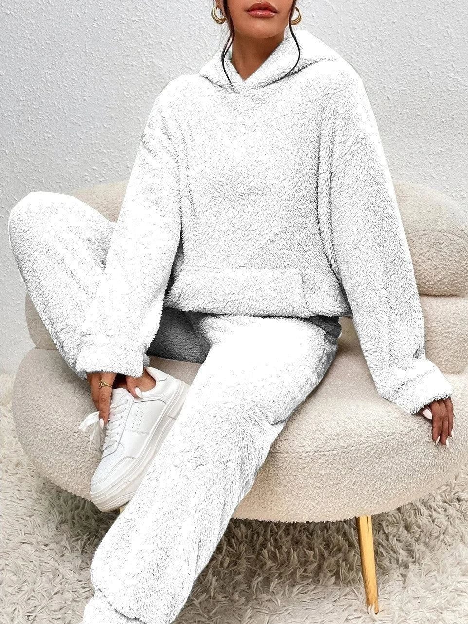 Fleece Hoodie and Jogger Set – White