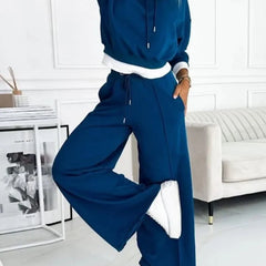 Hooded Wide-Leg Lounge Set – Blue