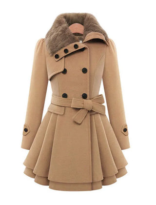 Belted Faux Fur Trench Coat – Beige