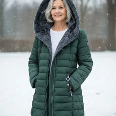 Long Quilted Padded Jacket – Dark Green
