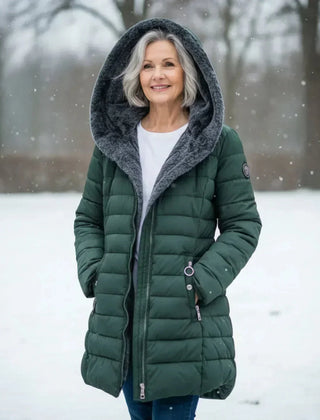 Long Quilted Padded Jacket – Dark Green
