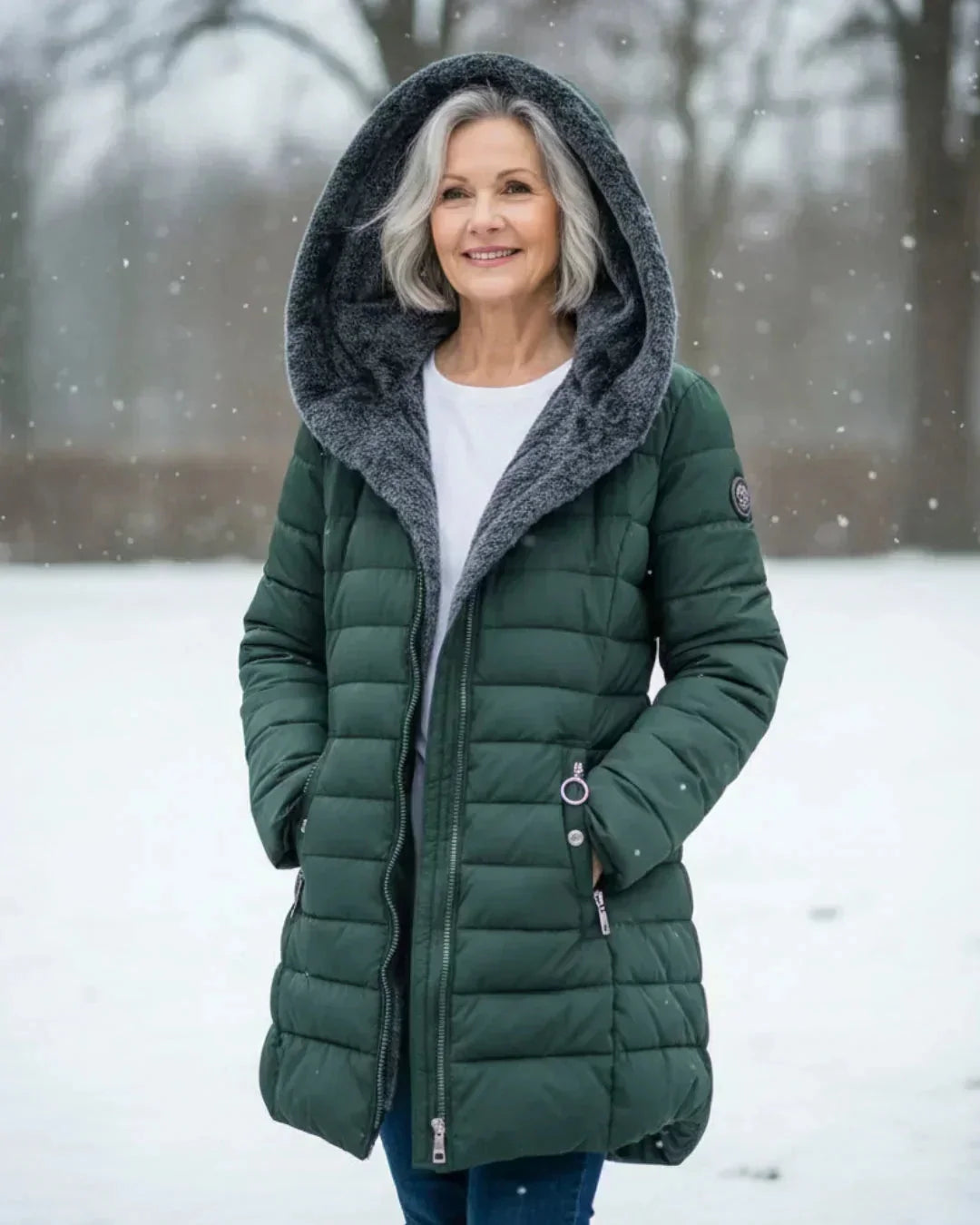 Long Quilted Padded Jacket – Dark Green