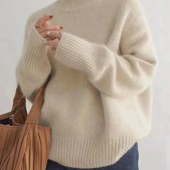 Cashmere High-Neck Jumper – Beige