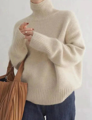 Cashmere High-Neck Jumper – Beige