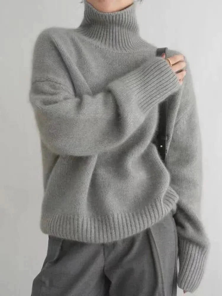 Cashmere High-Neck Jumper – Grey