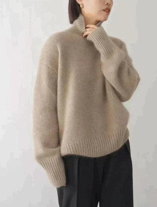 Cashmere High-Neck Jumper – Khaki