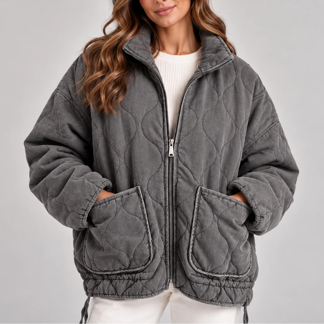 Oversize prošívaná zateplená bunda