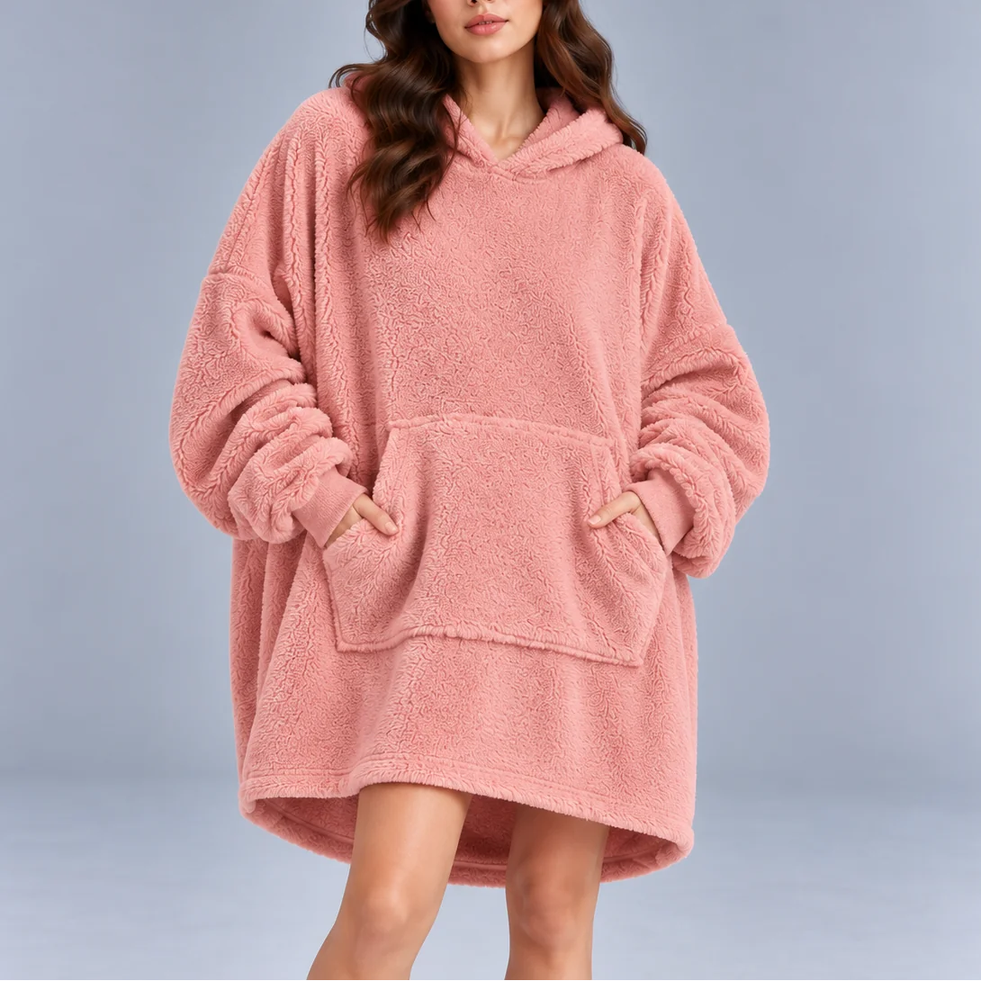 Sudadera oversize con capucha de forro polar sherpa