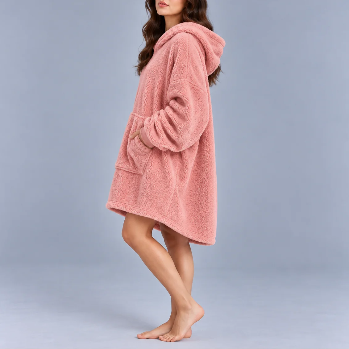 Sudadera oversize con capucha de forro polar sherpa