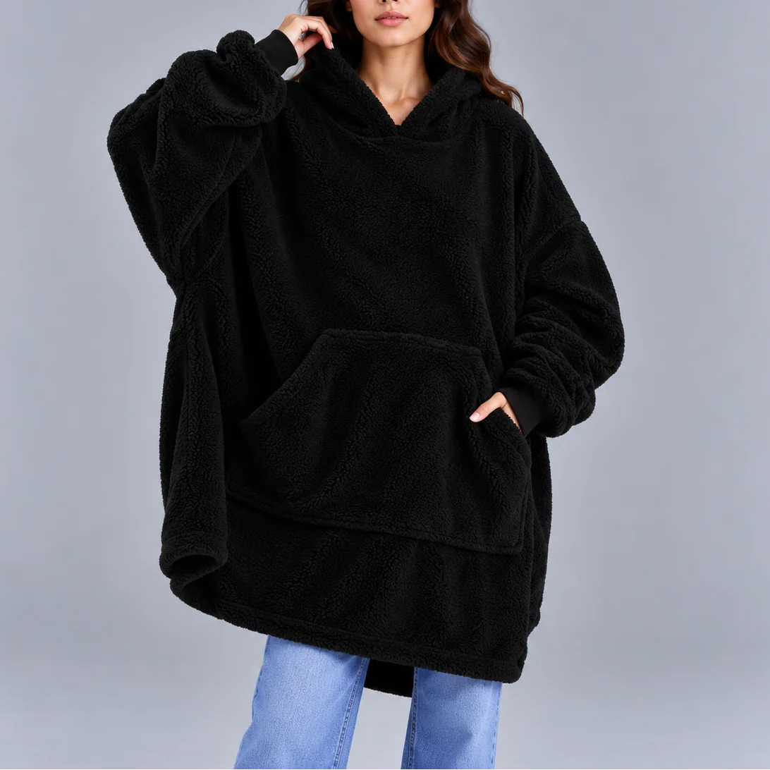 Sudadera oversize con capucha de forro polar sherpa