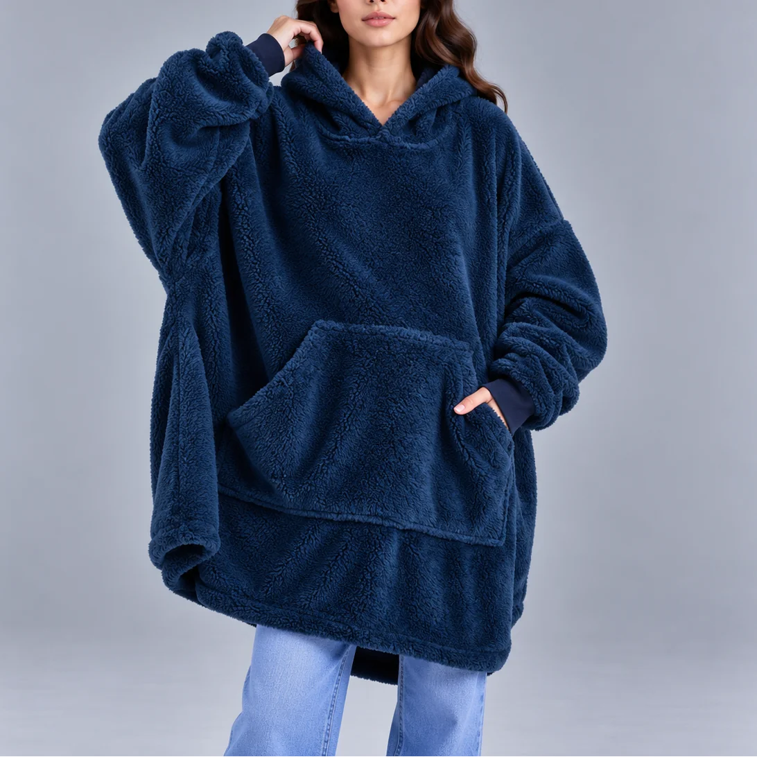 Sudadera oversize con capucha de forro polar sherpa