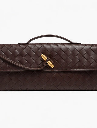 Woven Shoulder Clutch Bag – Brown