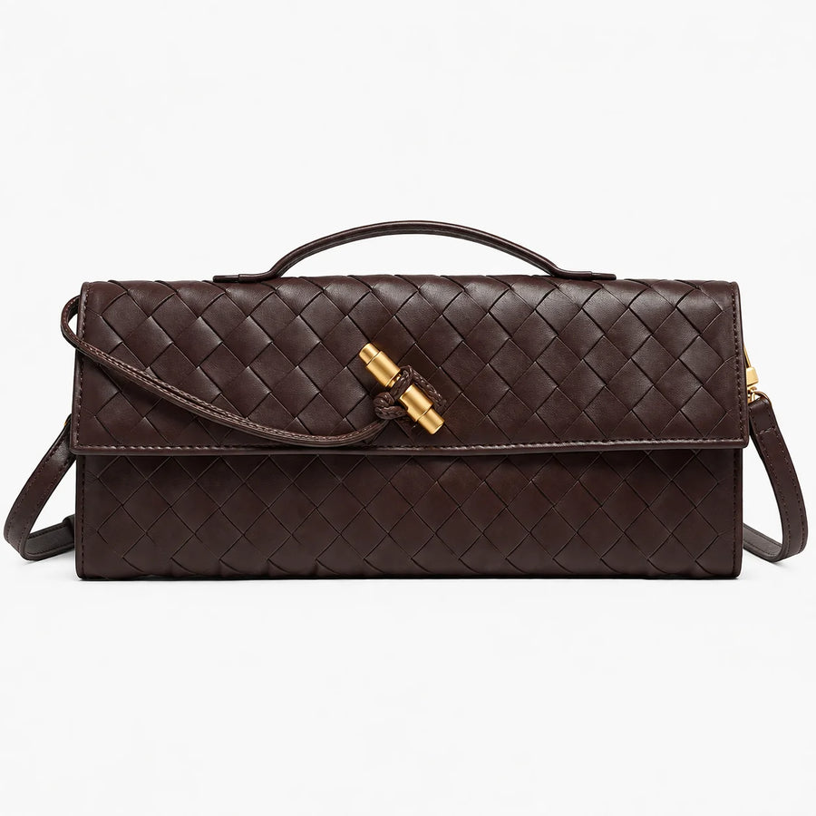 Woven Shoulder Clutch Bag – Brown