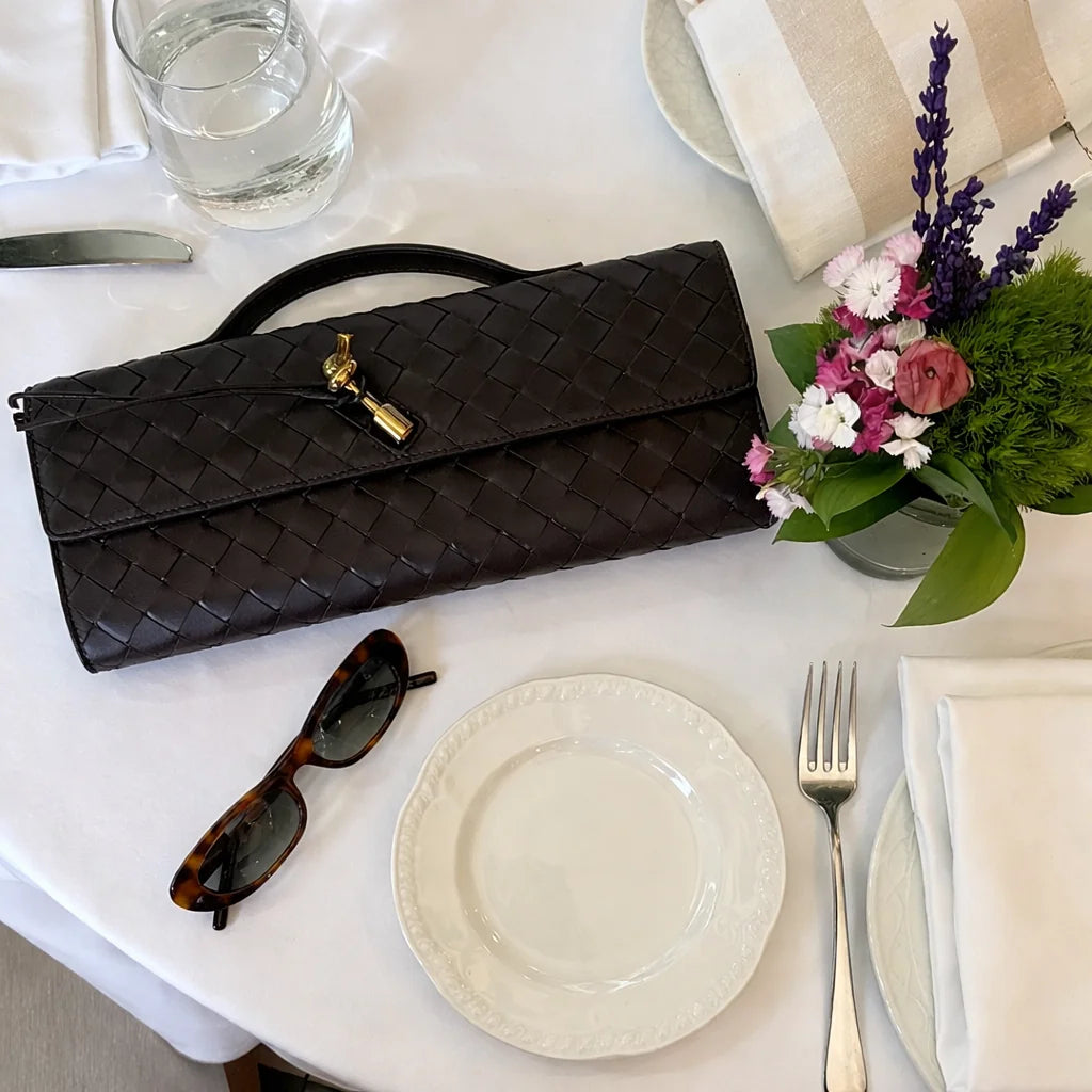 Woven Shoulder Clutch Bag