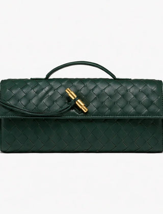 Woven Shoulder Clutch Bag – Olive green