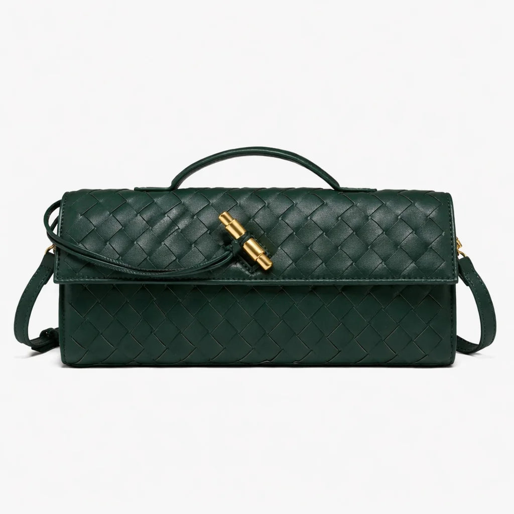 Woven Shoulder Clutch Bag – Olive green