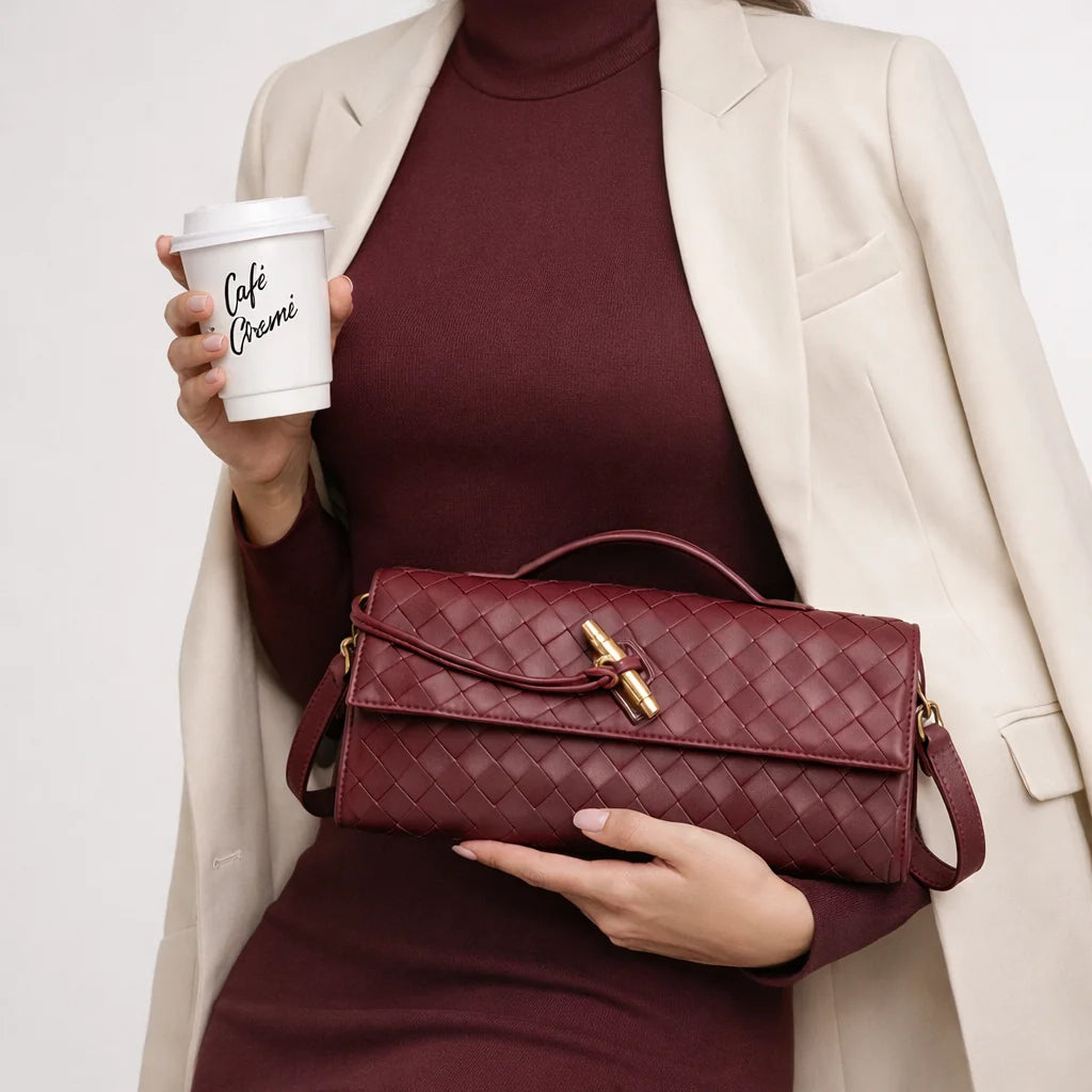 Woven Shoulder Clutch Bag