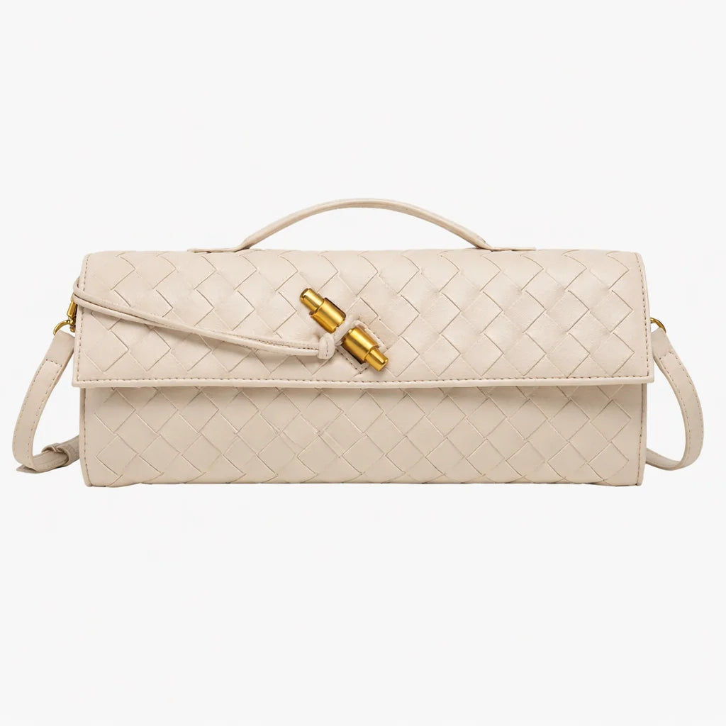 Woven Shoulder Clutch Bag – Ivory
