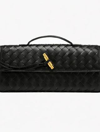 Woven Shoulder Clutch Bag – Black