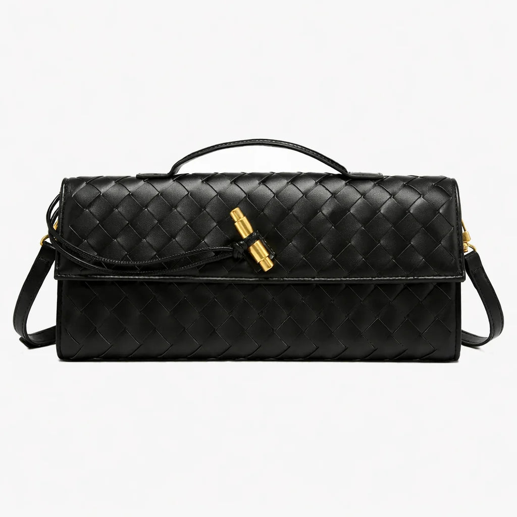 Woven Shoulder Clutch Bag – Black