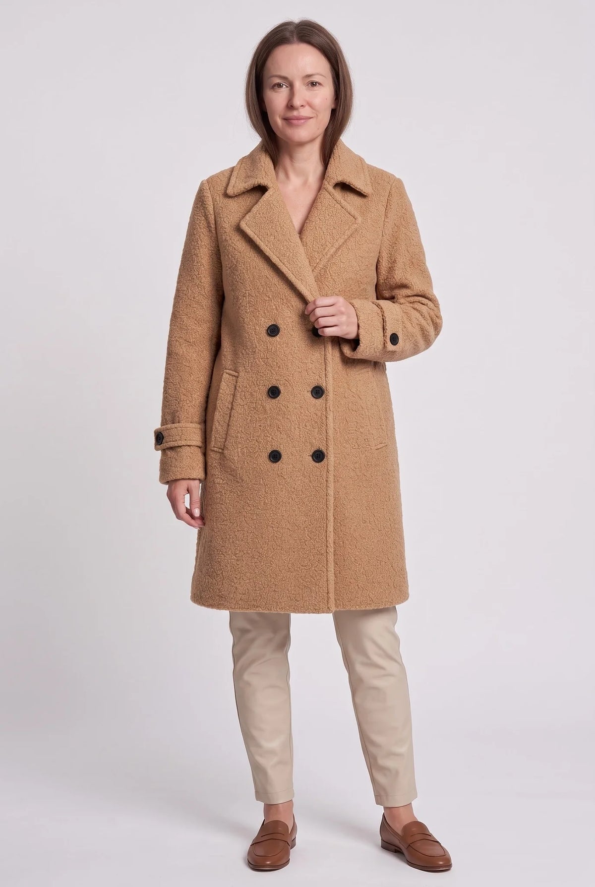 Double-Breasted Bouclé Coat
