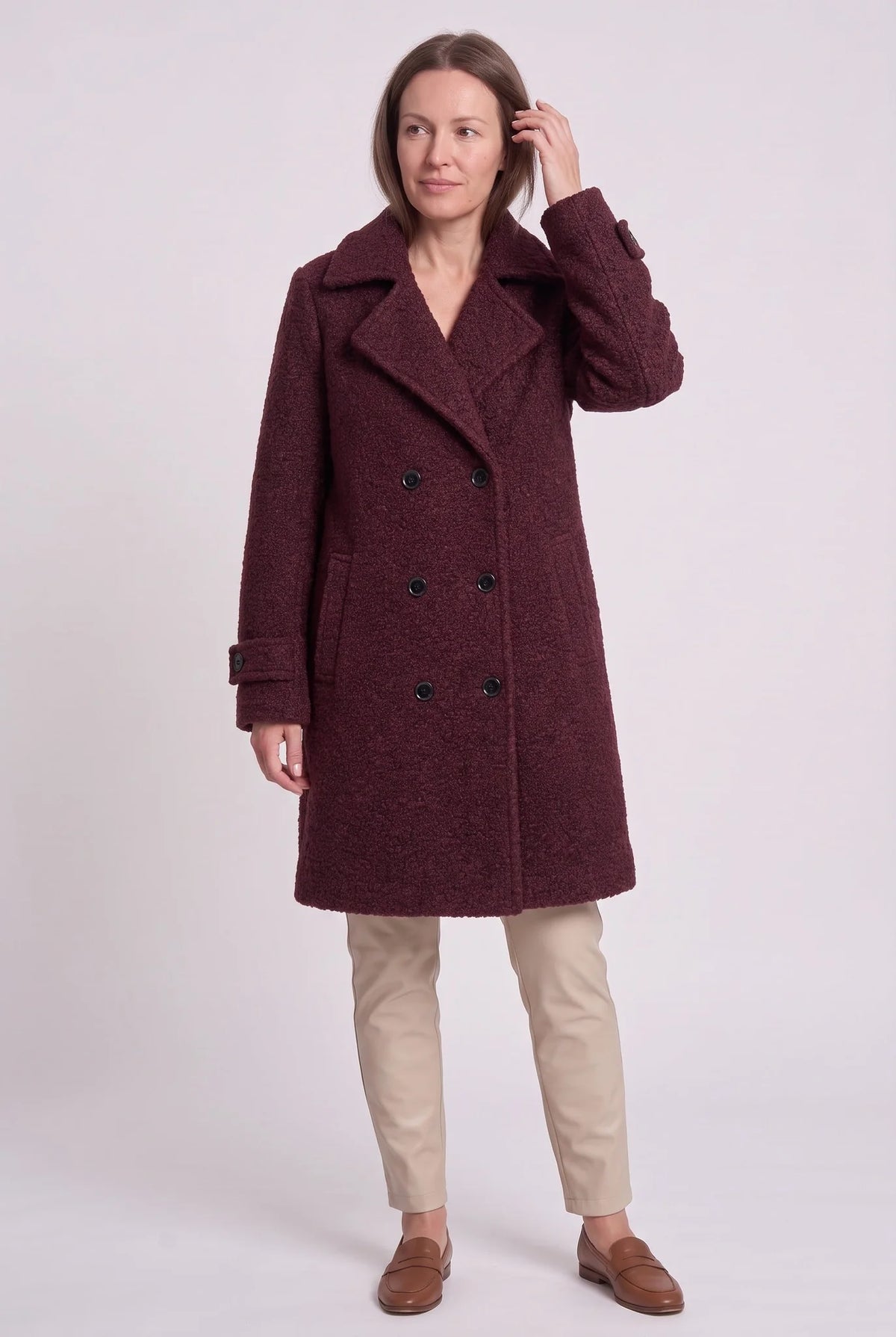 Double-Breasted Bouclé Coat