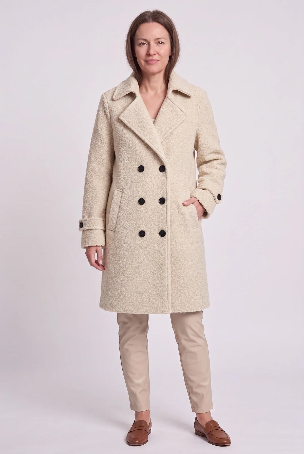 Double-Breasted Bouclé Coat