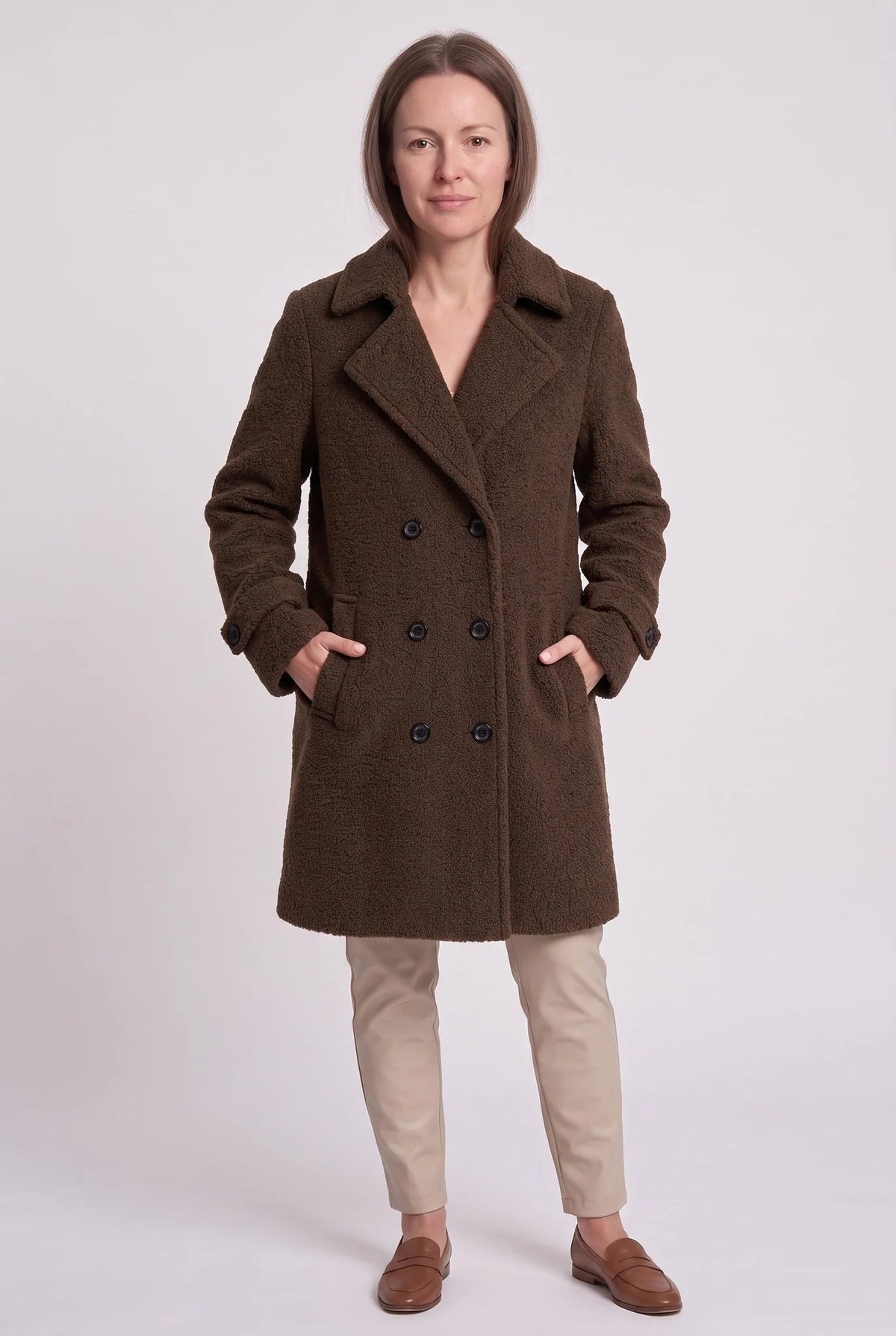 Double-Breasted Bouclé Coat