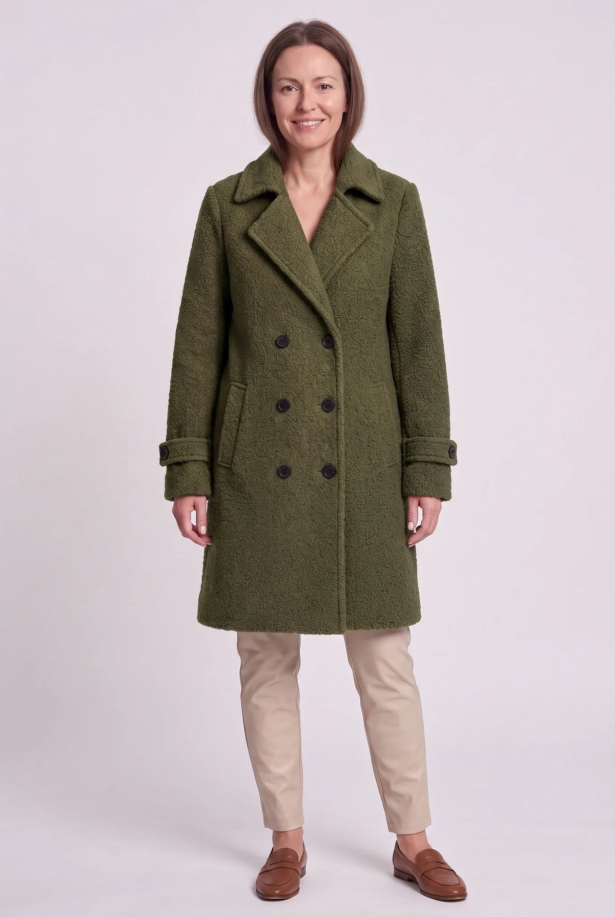 Double-Breasted Bouclé Coat