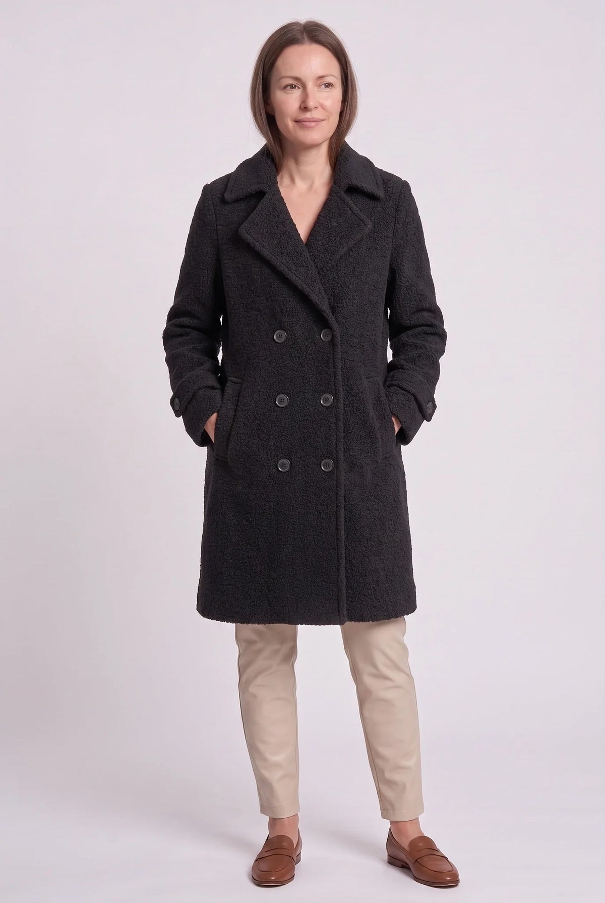Double-Breasted Bouclé Coat