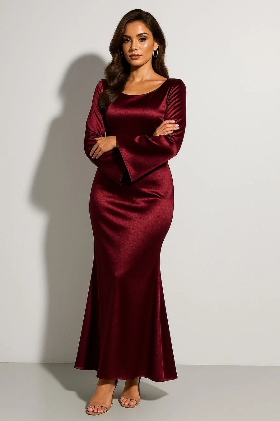 Satin Fishtail Maxi Dress