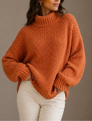 Chunky Turtleneck Jumper – Orange