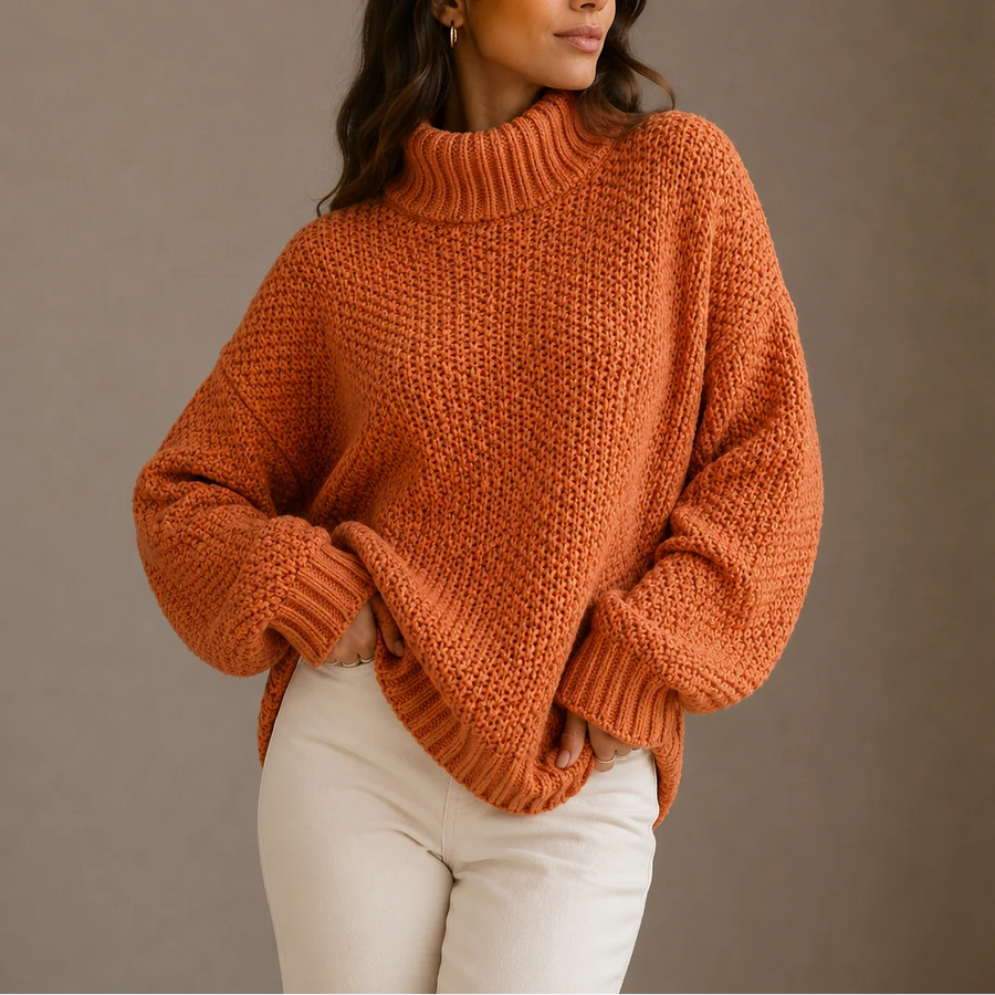 Chunky Turtleneck Jumper – Orange