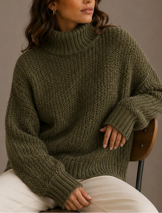 Chunky Turtleneck Jumper – Green
