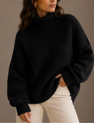 Chunky Turtleneck Jumper – Black