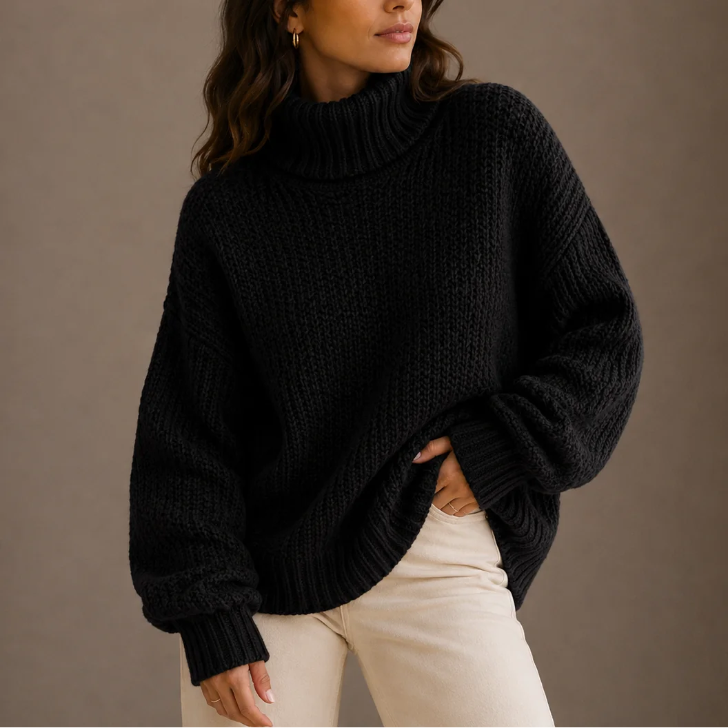 Chunky Turtleneck Jumper – Black
