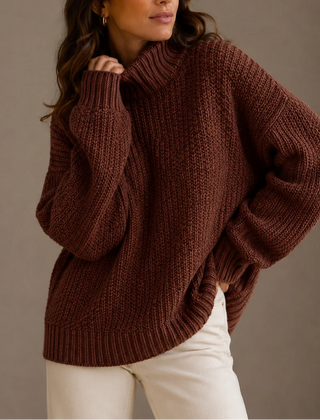 Chunky Turtleneck Jumper – Brown