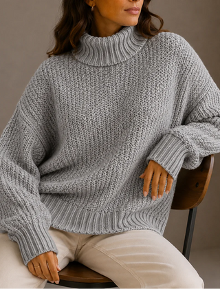 Chunky Turtleneck Jumper – Gray