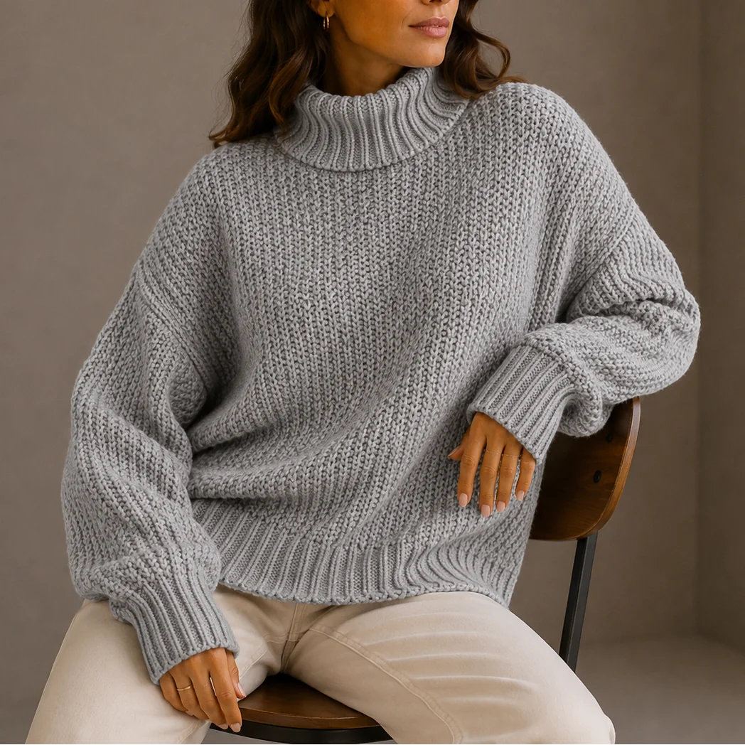Chunky Turtleneck Jumper – Gray