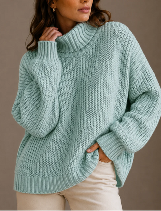 Chunky Turtleneck Jumper – light blue