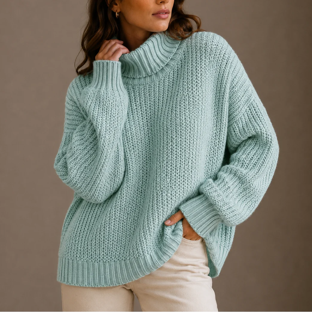 Chunky Turtleneck Jumper – light blue