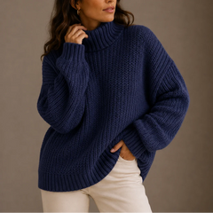 Chunky Turtleneck Jumper – Navy