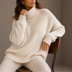 Chunky Turtleneck Jumper – White