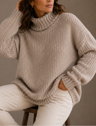 Chunky Turtleneck Jumper – Beige