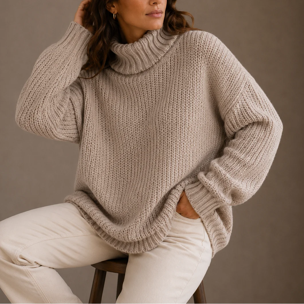 Chunky Turtleneck Jumper – Beige