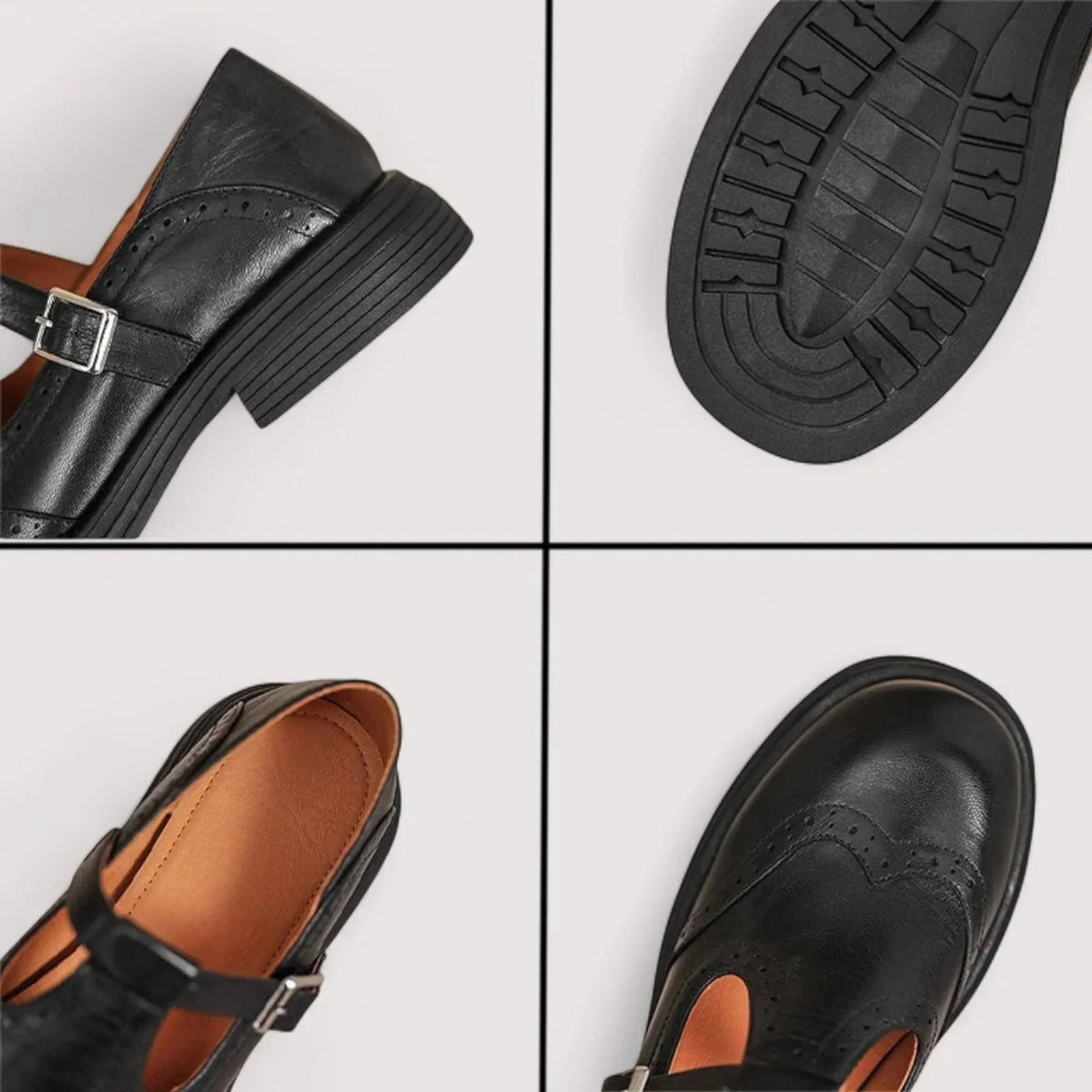 Zapatos Mary Jane con tira en T estilo brogue